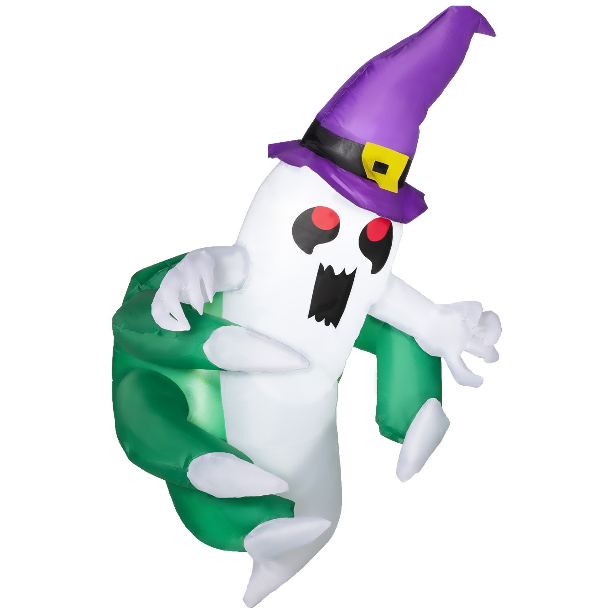 4ft Inflatable Halloween Decoration, Lighted Window Sticker Ghost in Hat