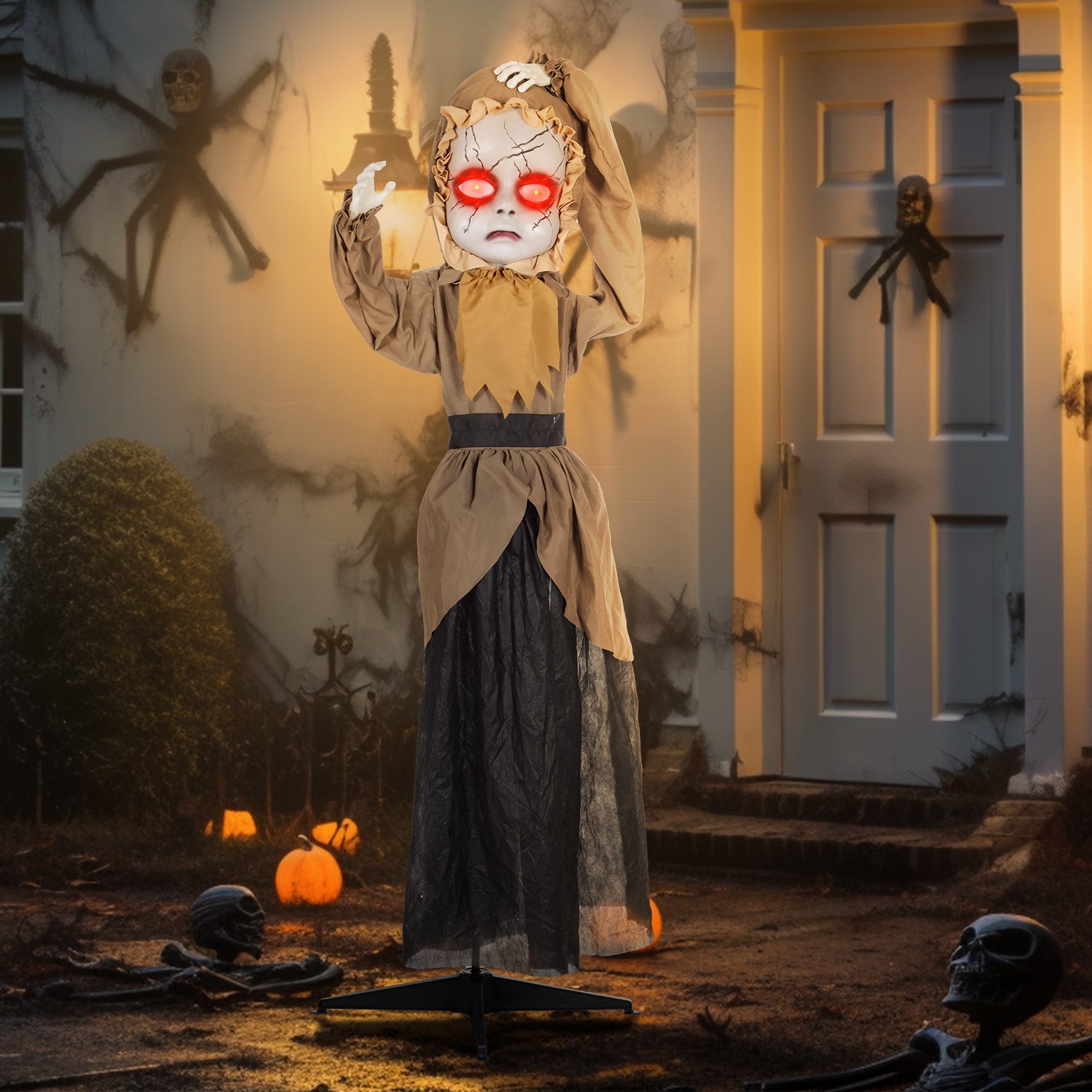 Life Size Outdoor Halloween Decoration Animatronic Doll with Simulated Wound Cracks