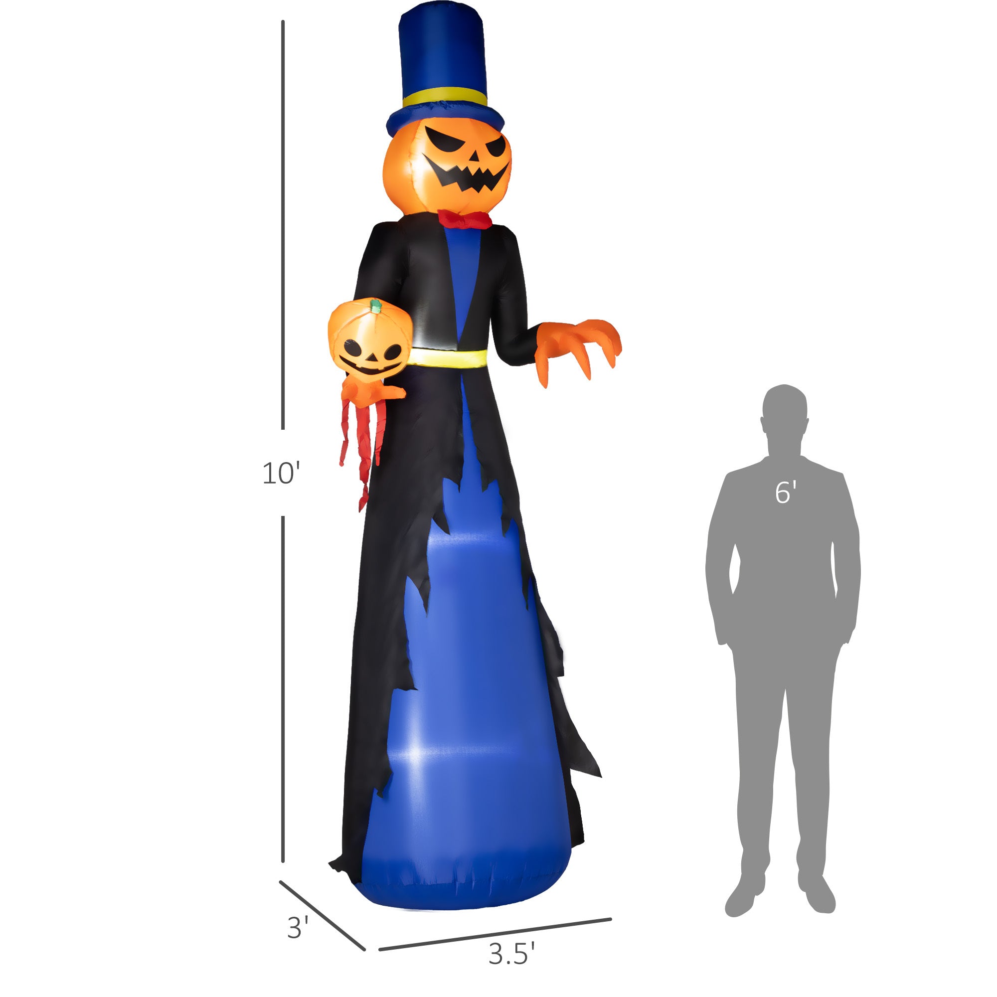 Outsunny 10ft Inflatable Halloween Pumpkin Head Reaper