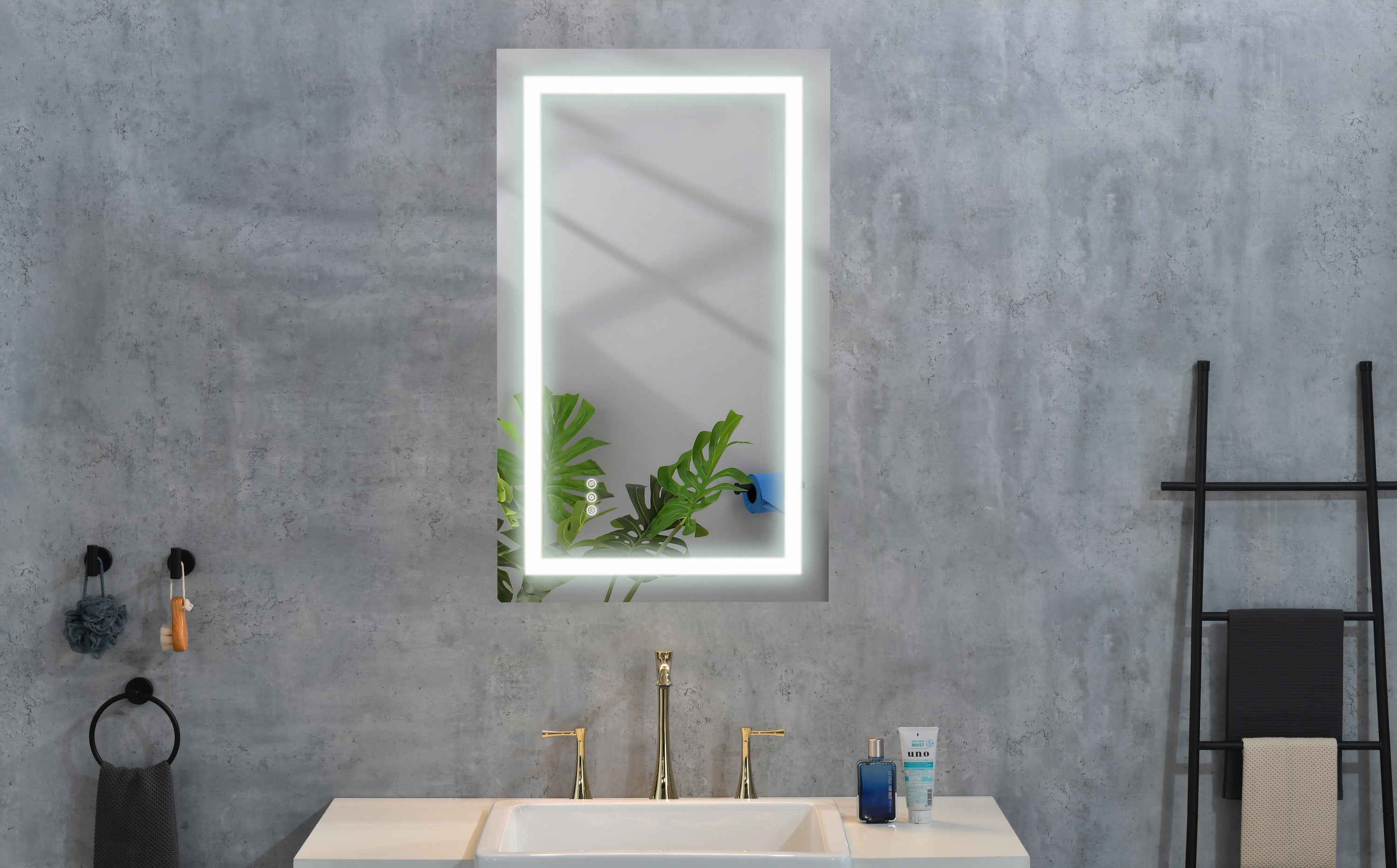 LED Bathroom Mirror,  Framed Gradient Front and Backlit LED Mirror for Bathroom