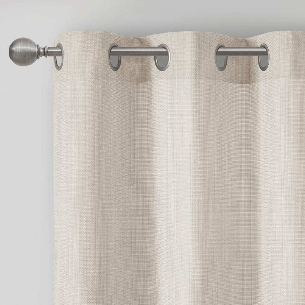 Basketweave Room Darkening Curtain Panel Pair(2 Pcs Window Panels Ivory)