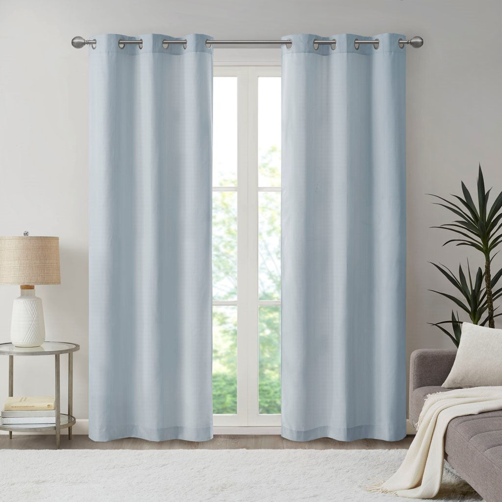 Basketweave Room Darkening Curtain Panel Pair(2 Pcs Window Panels blue)