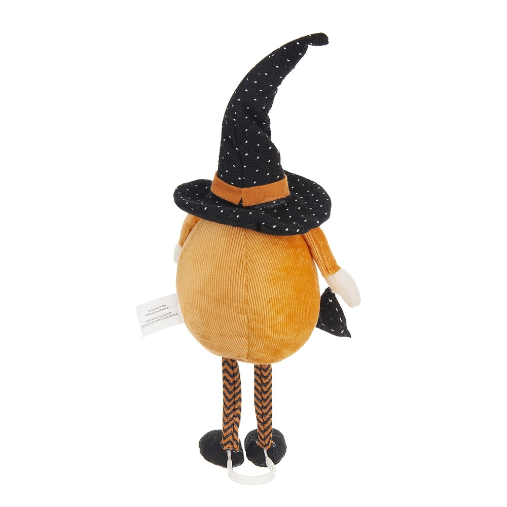 Fabric Standing Orange Gnome W/Black Gnome & Holding Banner, for Halloween Decor