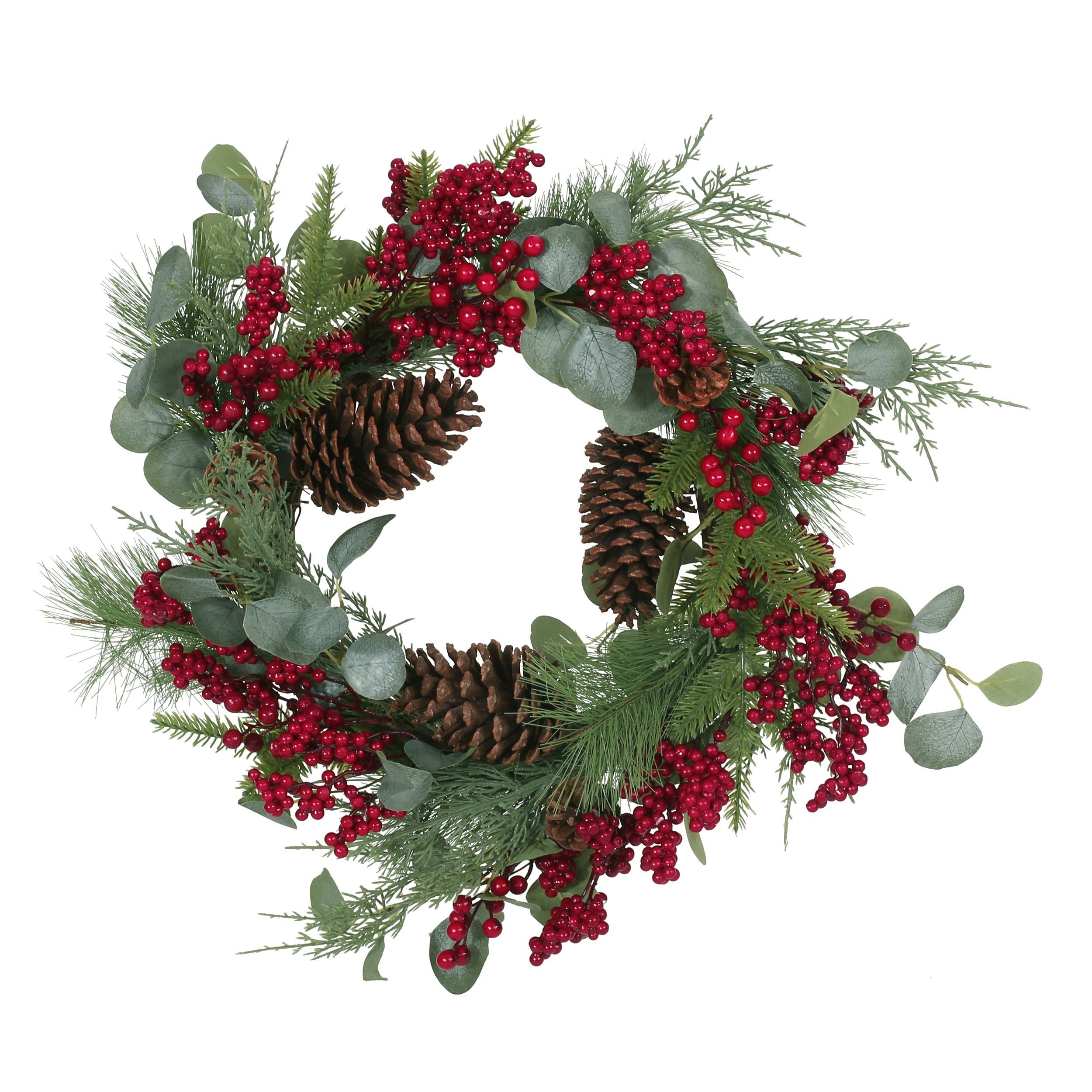 22" BERRY/EUCALYPTUS/PINECONE WREATH