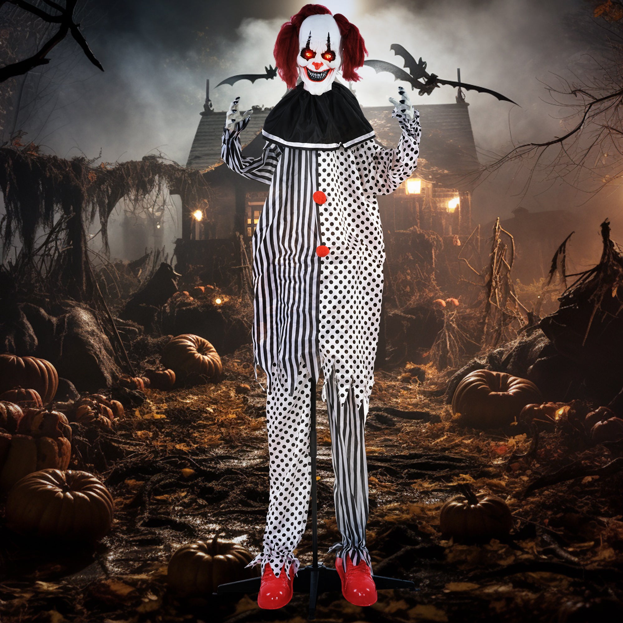 Life Size Outdoor Halloween Decoration, Animatronic Circus Clown