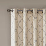 Fretwork Print Grommet Top Window Curtain Panel(Only 1 Pc Panel Beige+Grey)