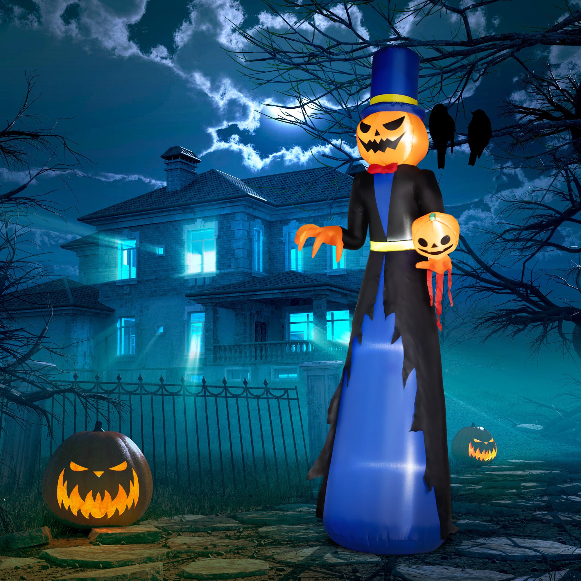 Outsunny 10ft Inflatable Halloween Pumpkin Head Reaper