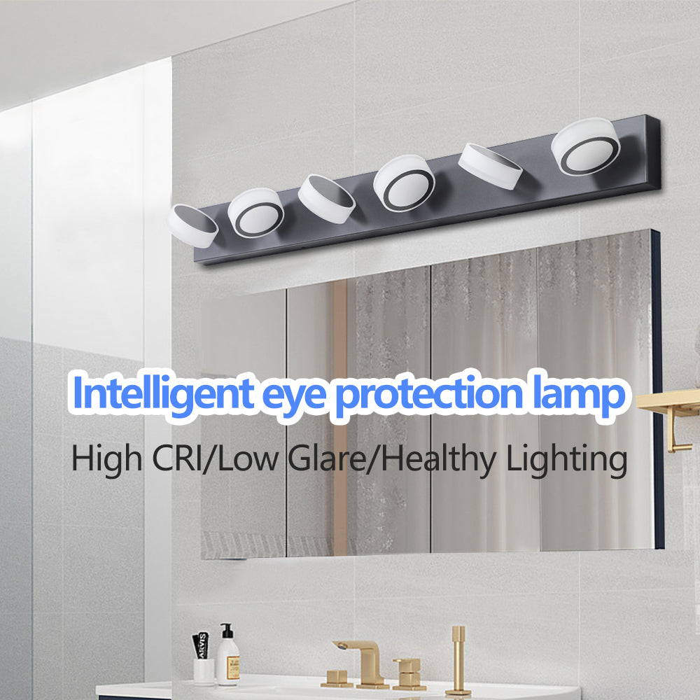 LED Modern Black 6-Light Vanity Lights Fixtures Over Mirror