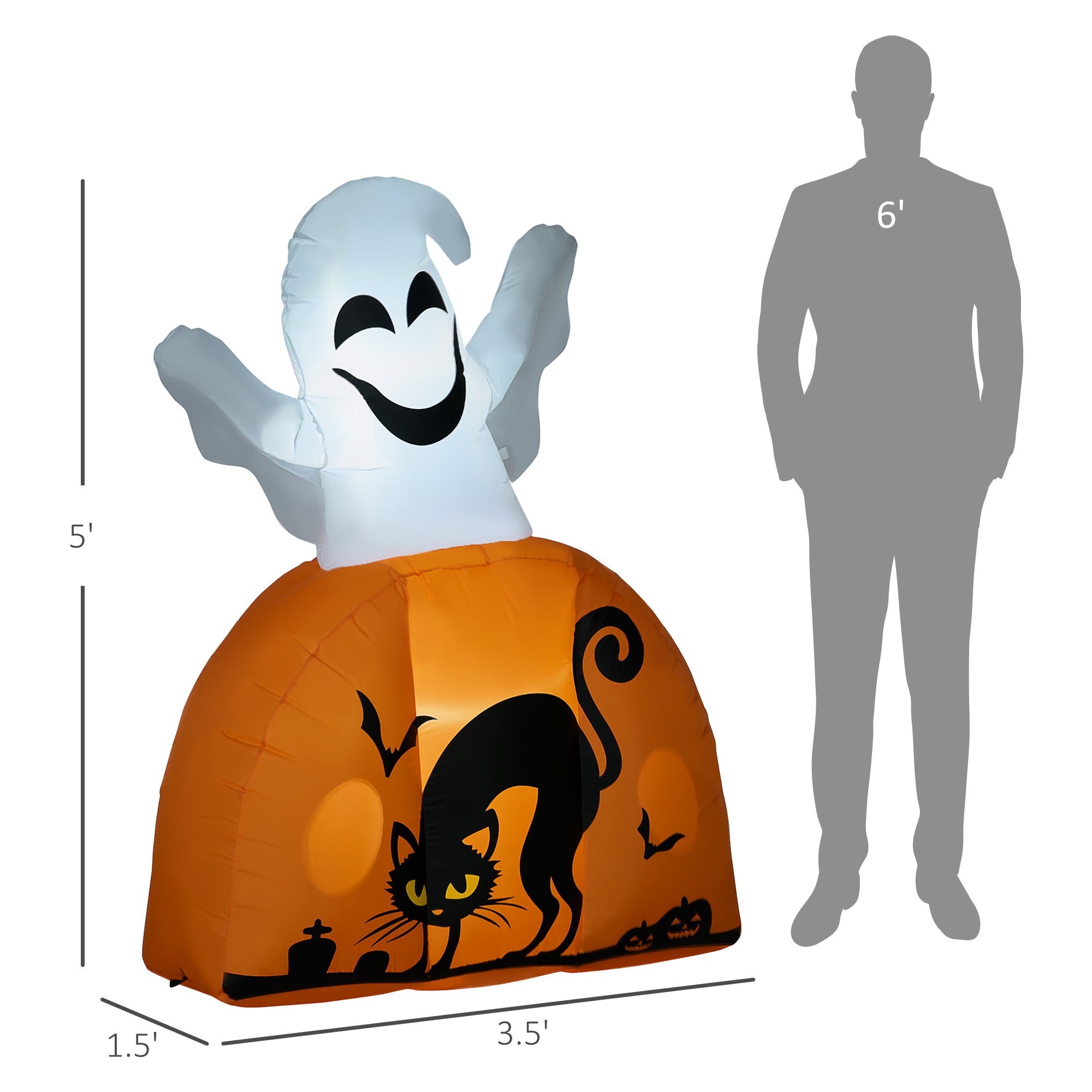 Halloween Inflatables Outdoor Decorations Ghost with Pumpkin