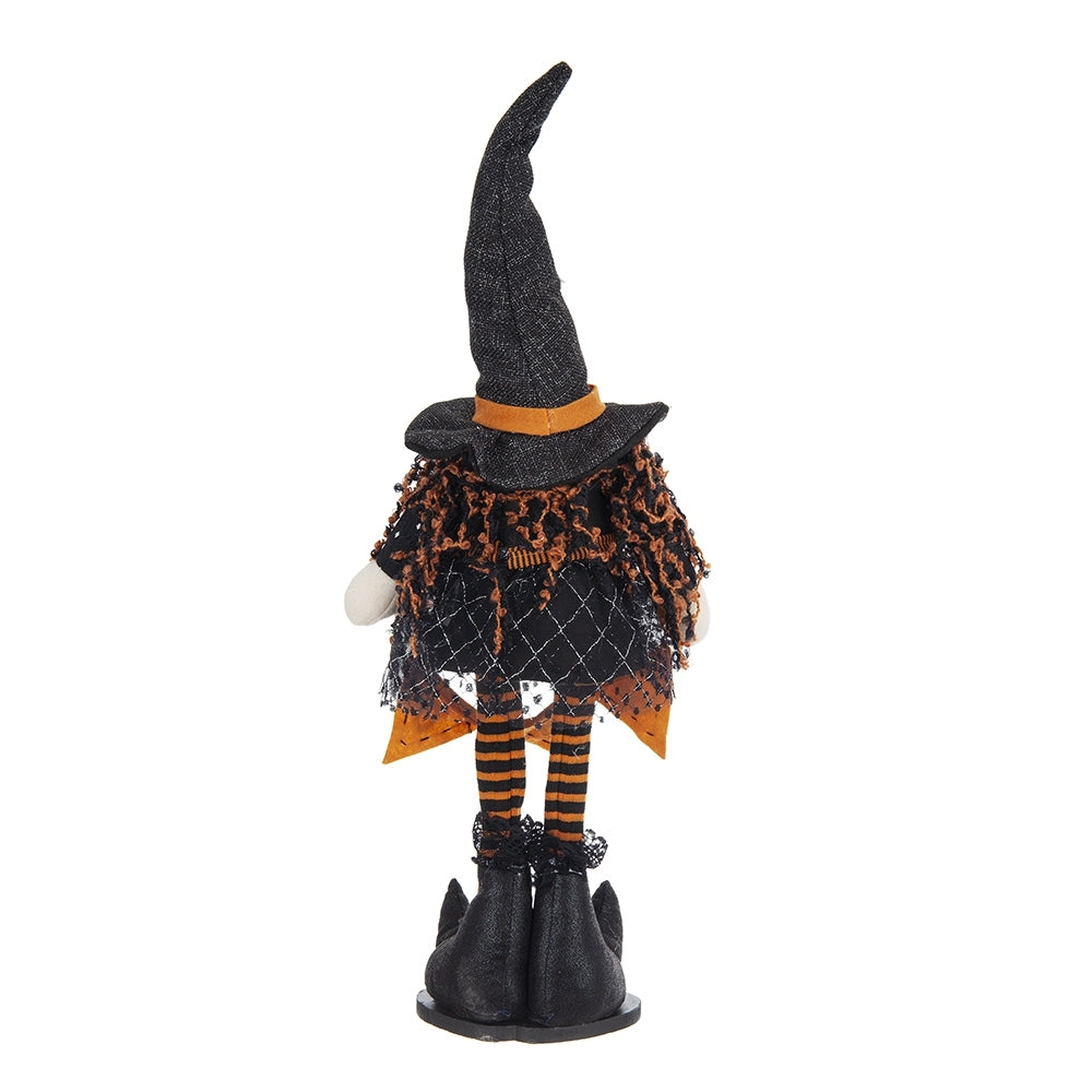 Fabric Standing Gnome W/Orange Banner & Spring Body, for Halloween Decor