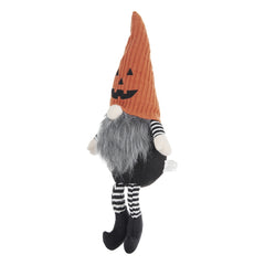 Fabric Sitting Gnome with Orange Knit Hat, for Halloween Decor