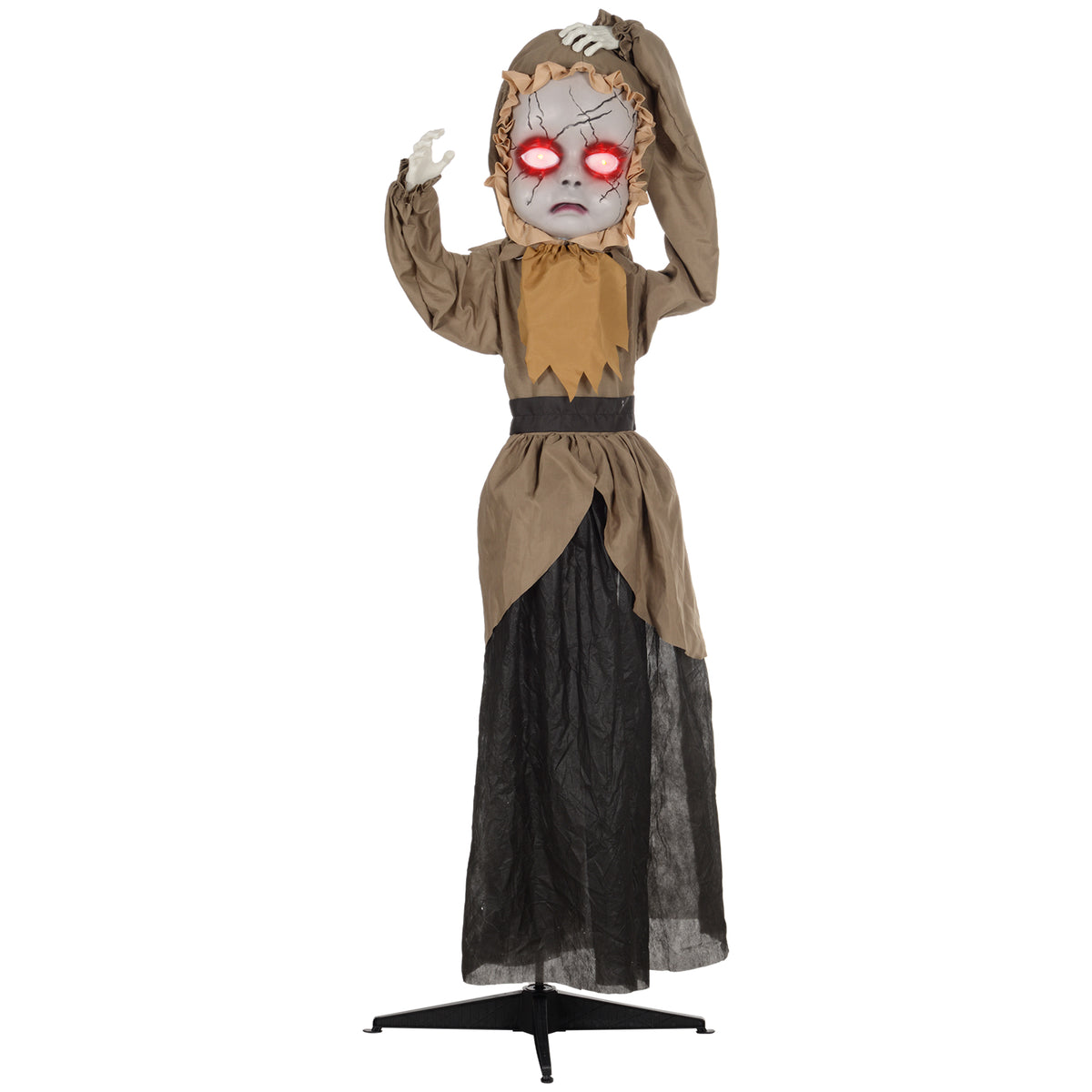 Life Size Outdoor Halloween Decoration Animatronic Doll with Simulated Wound Cracks