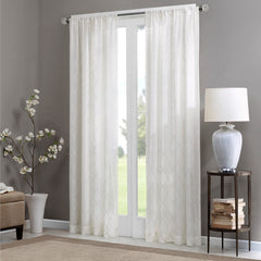 Diamond Sheer Window Curtain Panel(Only 1 Pc Panel white)