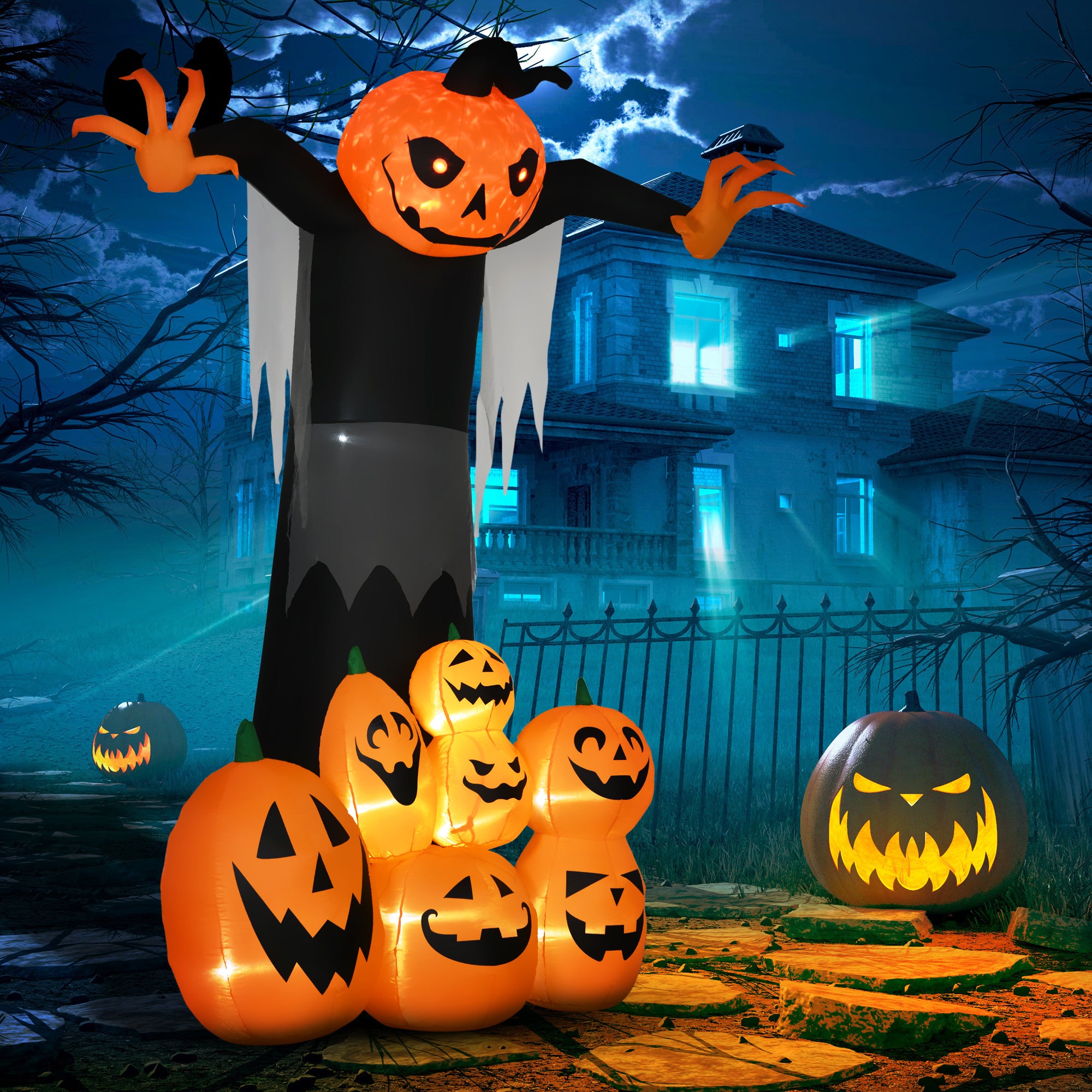 Halloween Inflatables Outdoor Decorations, Pumpkin Ghost with Pumpkin Patch