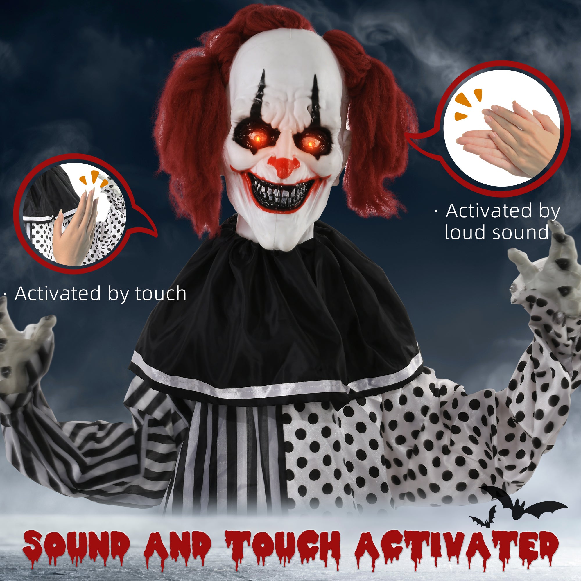 Life Size Outdoor Halloween Decoration, Animatronic Circus Clown