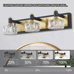 LED 3-Light Modern Crystal Bathroom Vanity Light Over Mirror