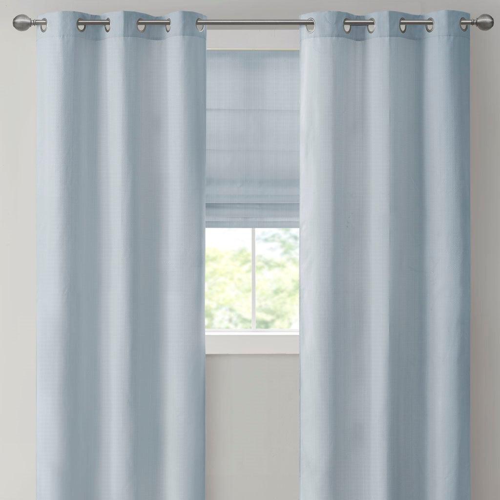 Basketweave Room Darkening Curtain Panel Pair(2 Pcs Window Panels blue)