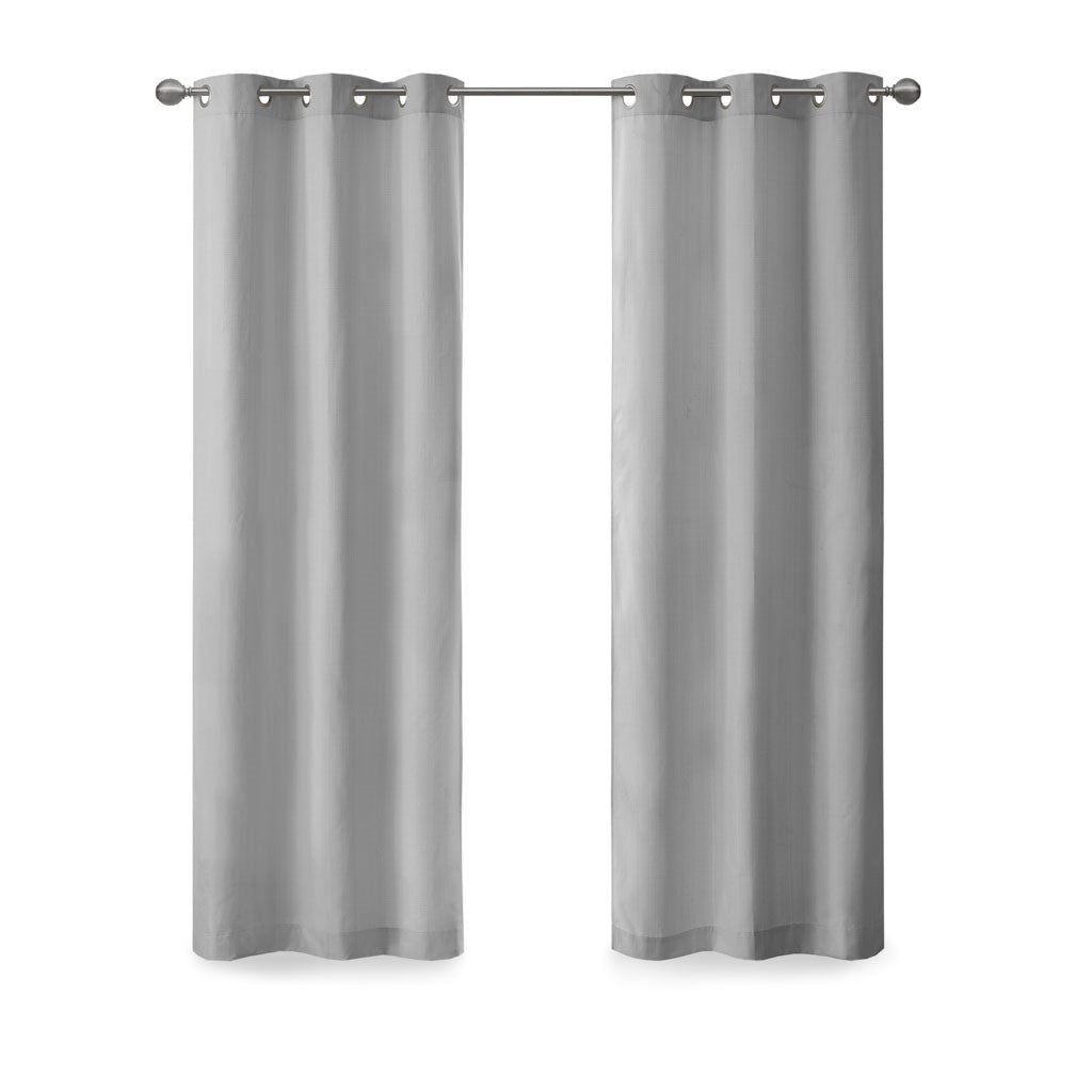 Basketweave Room Darkening Curtain Panel Pair(2 Pcs Window Panels grey)