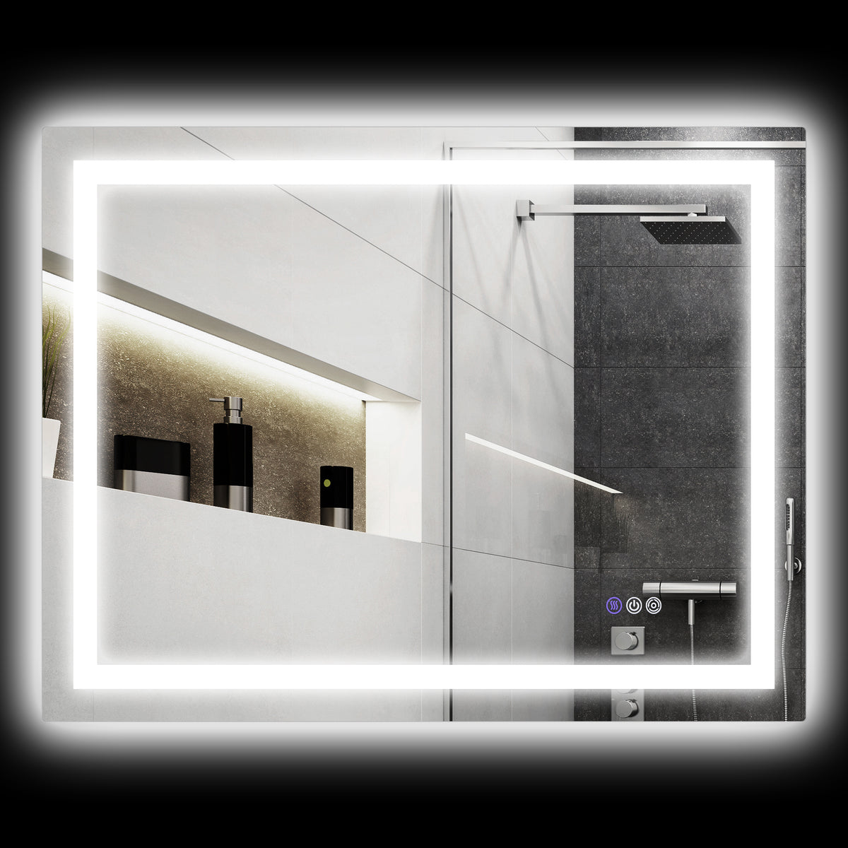 LED Bathroom Mirror with Lights, 39" x 32" Backlit Front Lit LED Mirror for Bathroom