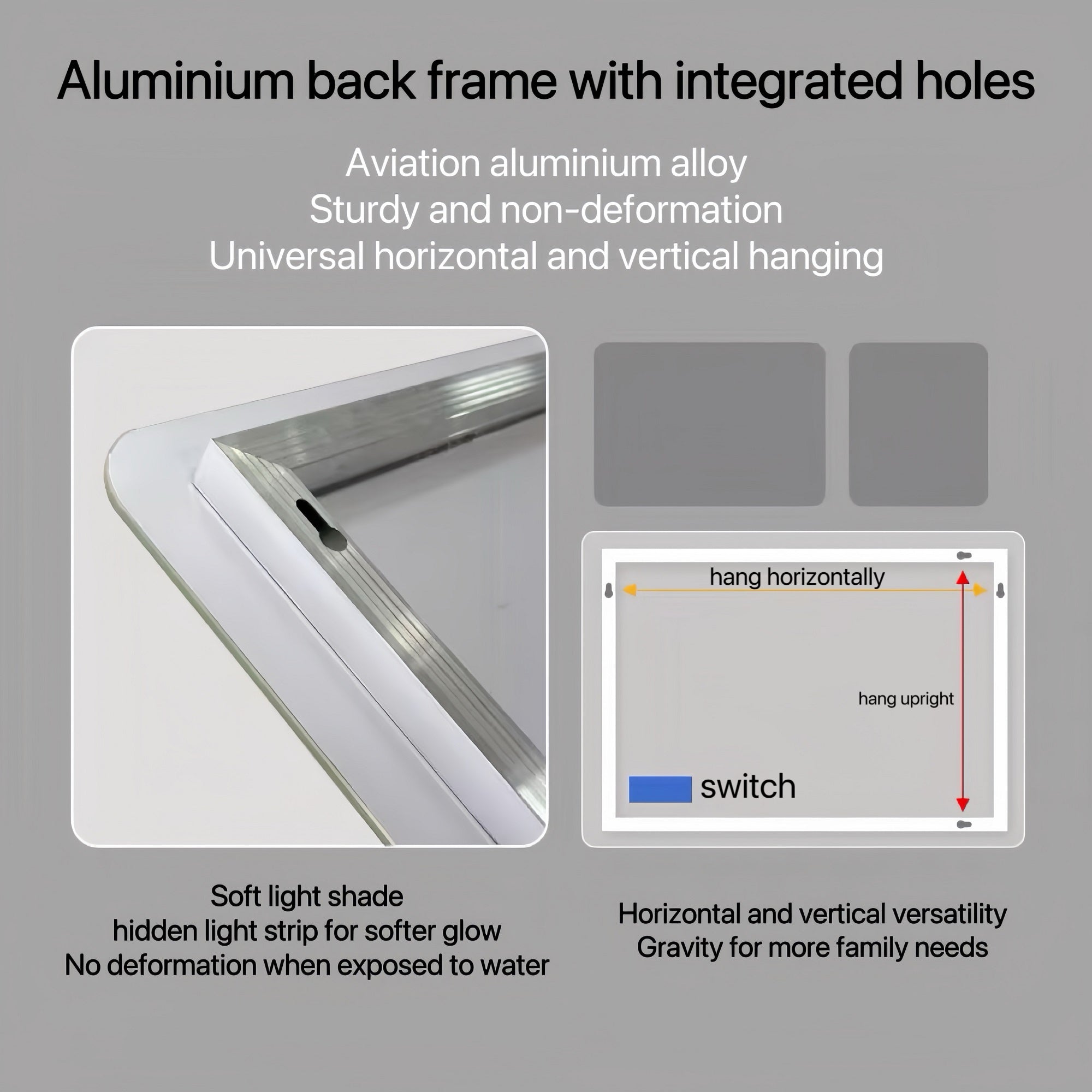 Bathroom Mirror with Led Lights Front and Backlit