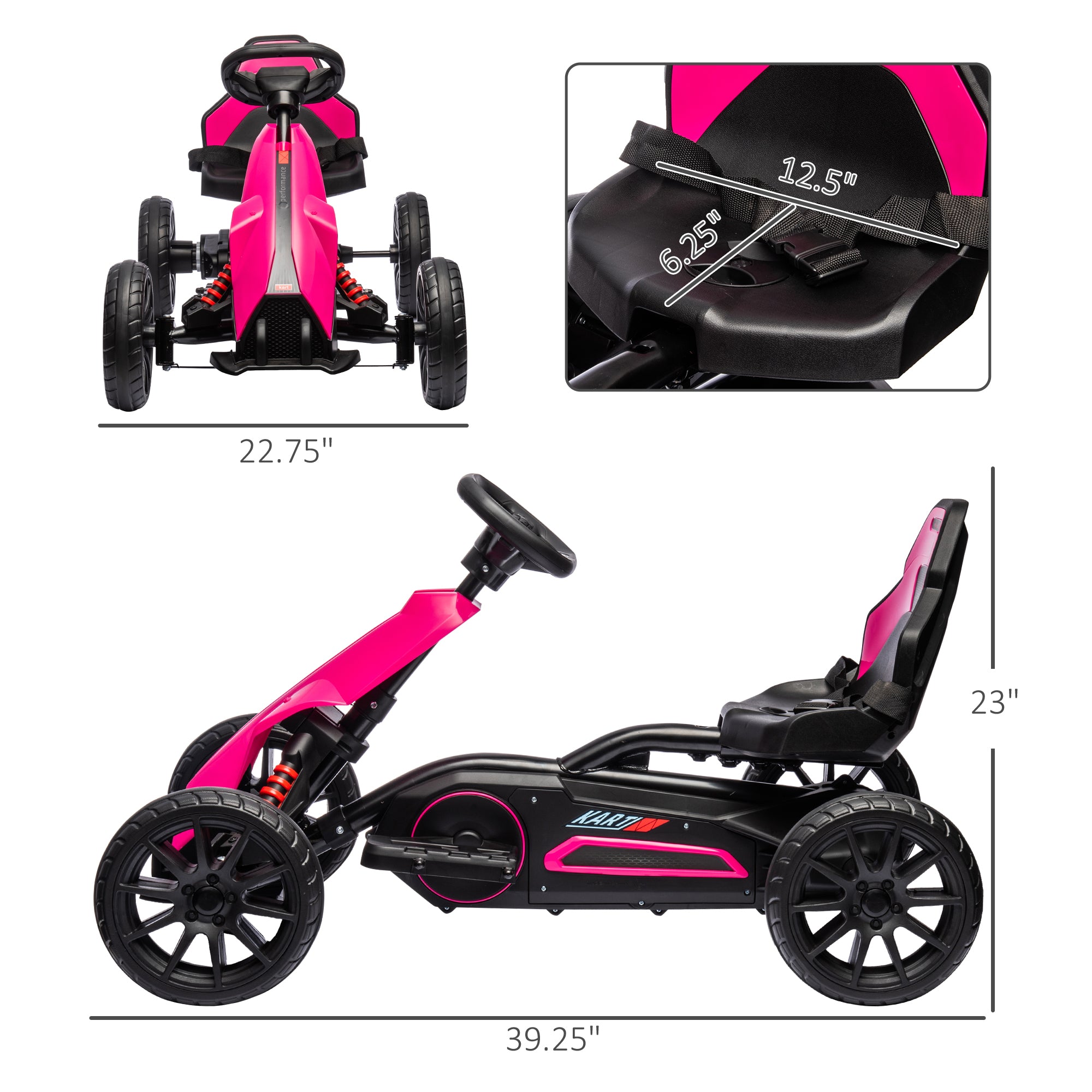 Aosom 12V Electric Go Kart for Kids(pink)