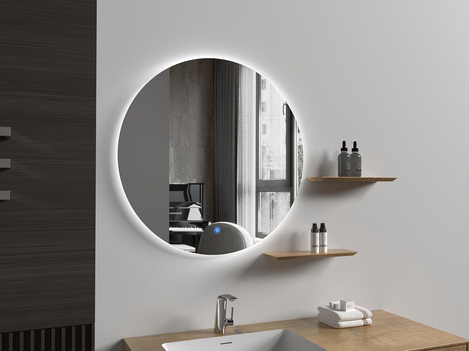 32" Wall-Mounted LED Round Mirror with Lights