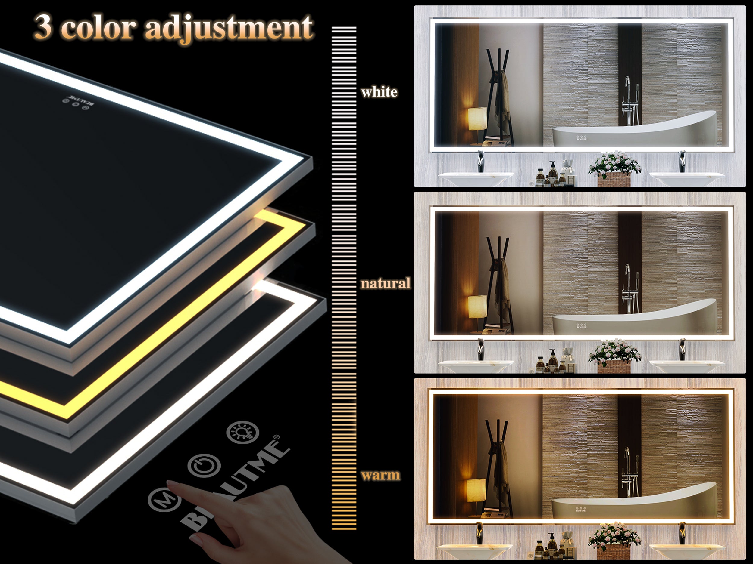 Oversized LED Bathroom Mirror Wall Mounted Mirror