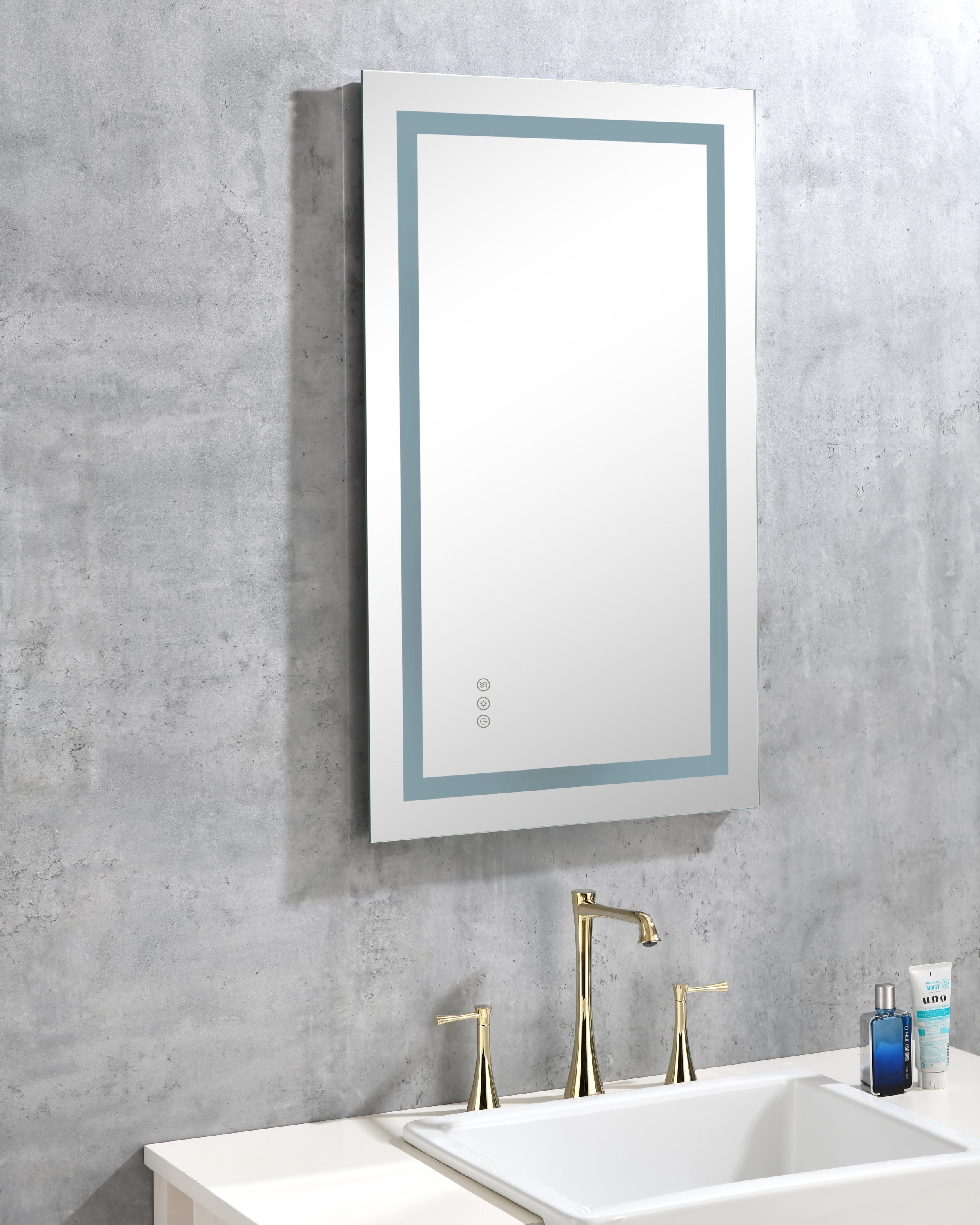 LED Bathroom Mirror,  Framed Gradient Front and Backlit LED Mirror for Bathroom