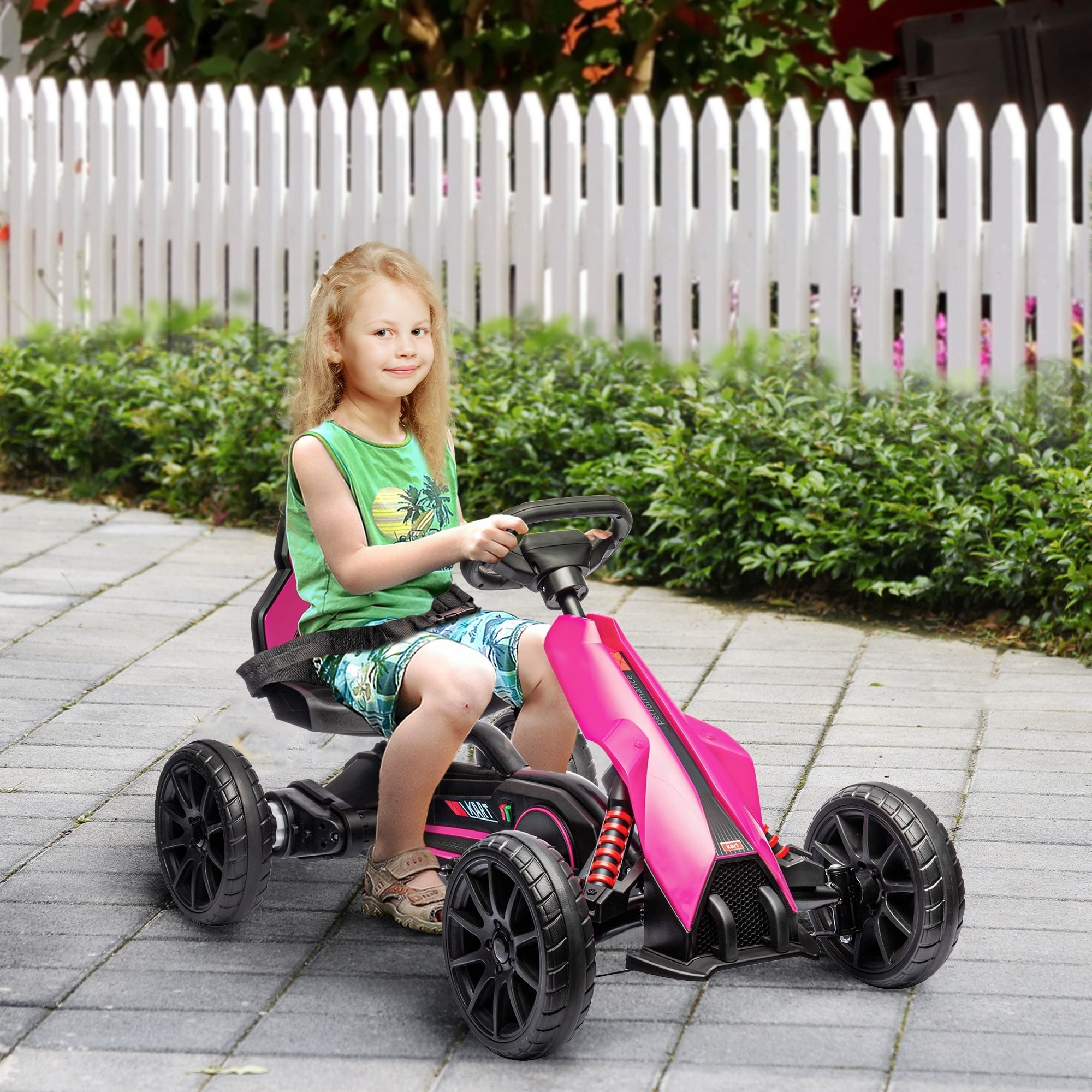 Aosom 12V Electric Go Kart for Kids(pink)