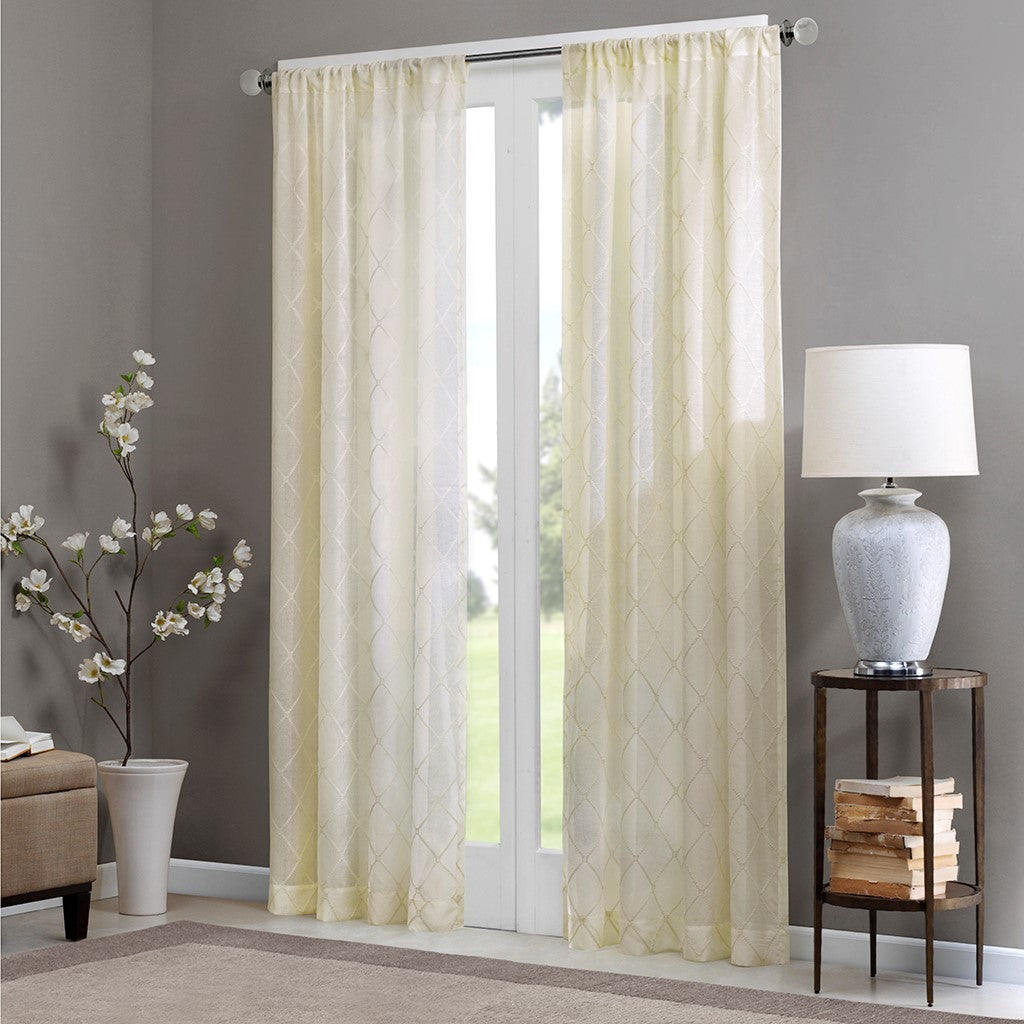 Diamond Sheer Window Curtain Panel(Only 1 Pc Panel Ivory)