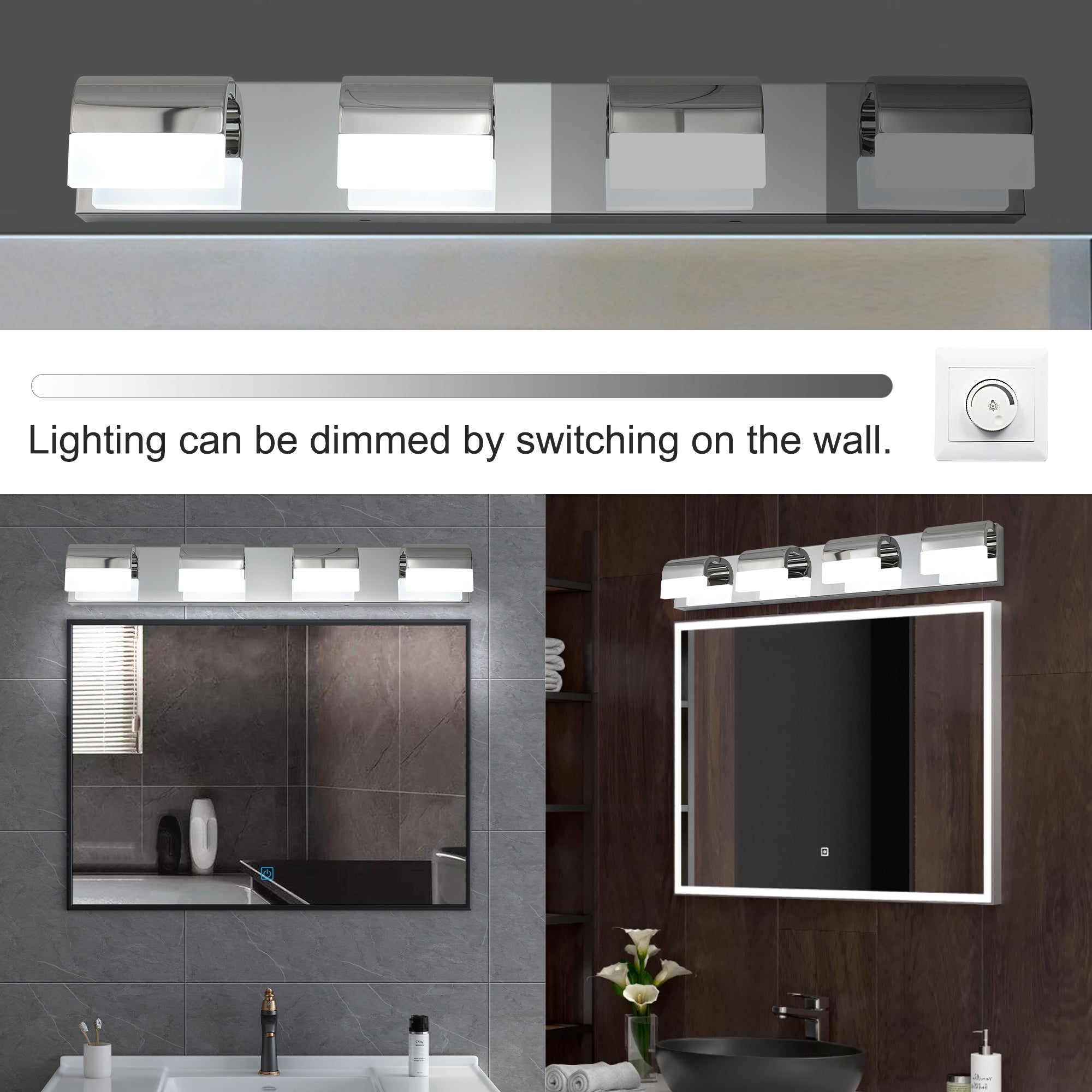 Modern Bathroom Vanity Lighting 4-Light LED