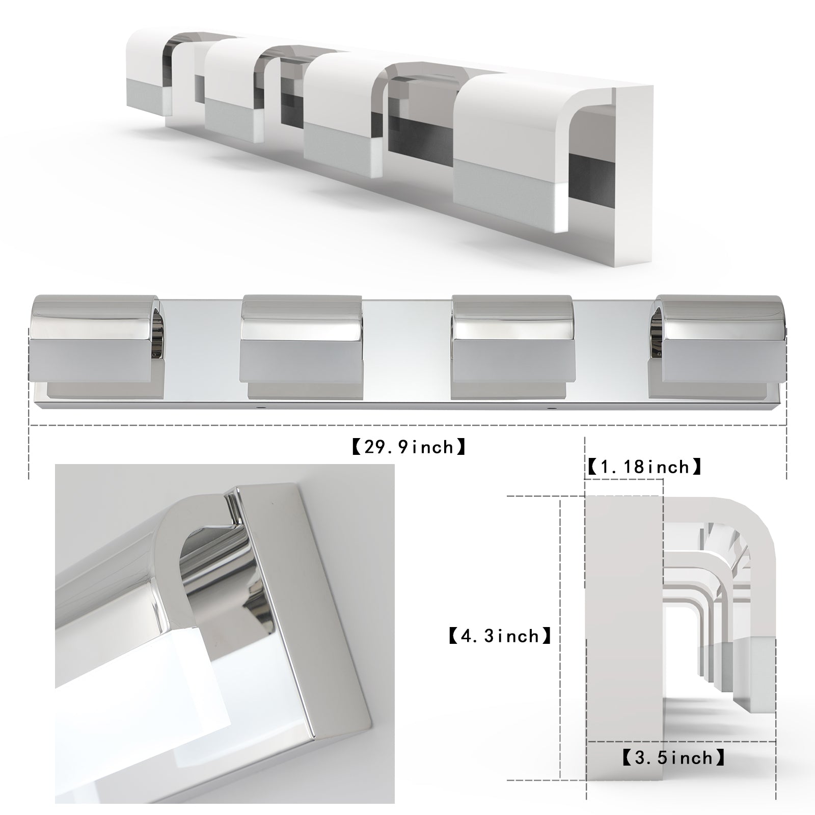 Modern Bathroom Vanity Lighting 4-Light LED