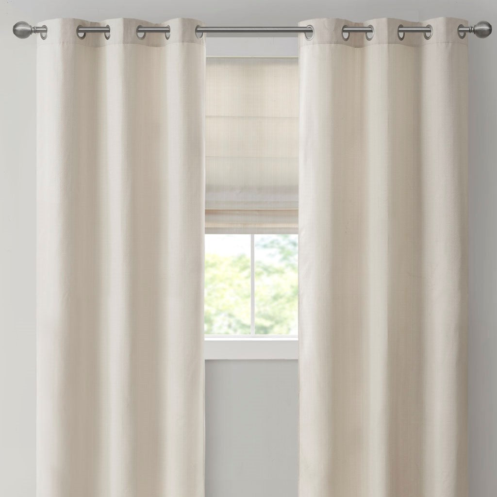 Basketweave Room Darkening Curtain Panel Pair(2 Pcs Window Panels Ivory)