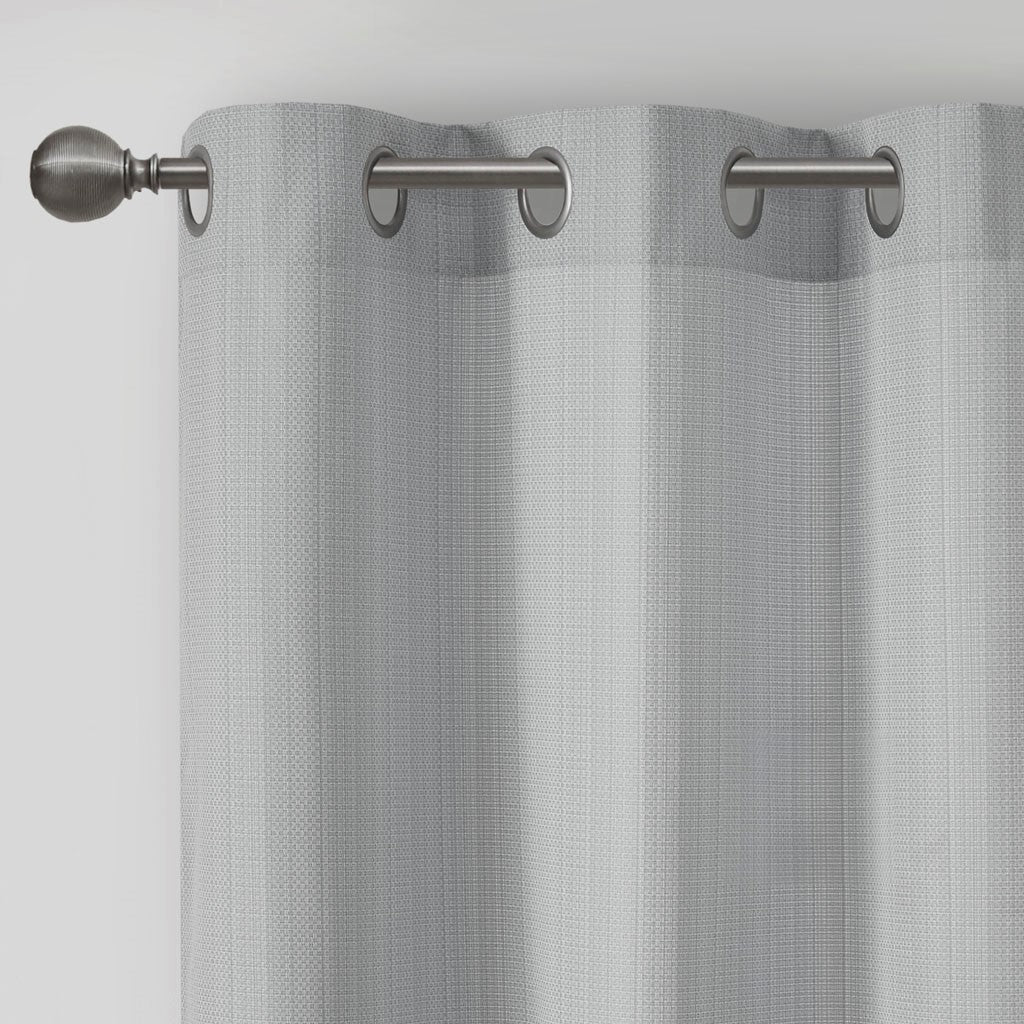 Basketweave Room Darkening Curtain Panel Pair(2 Pcs Window Panels grey)