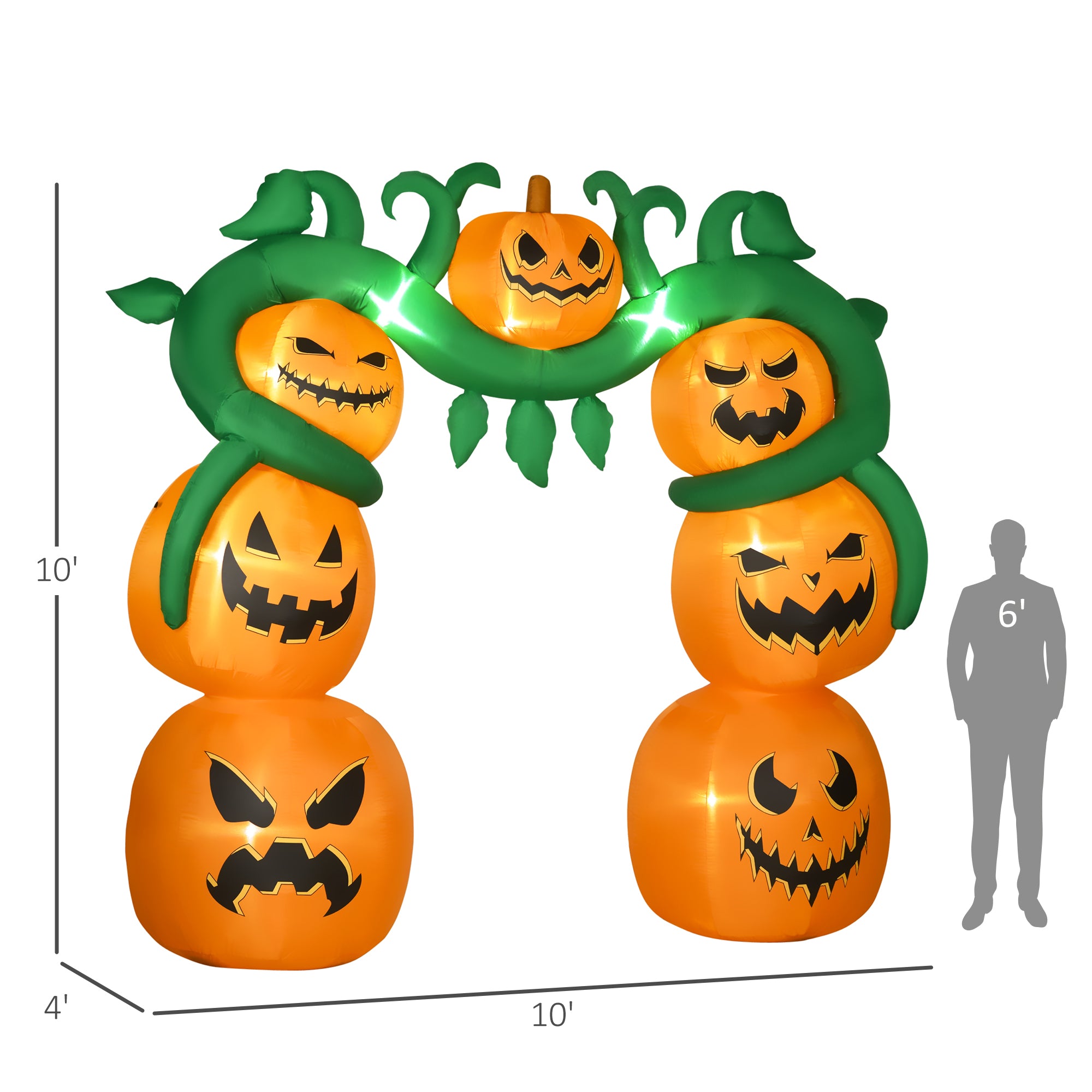 Halloween Inflatables Pumpkin Archway, Outdoor Blow Up Yard Decoration with Build-in LED