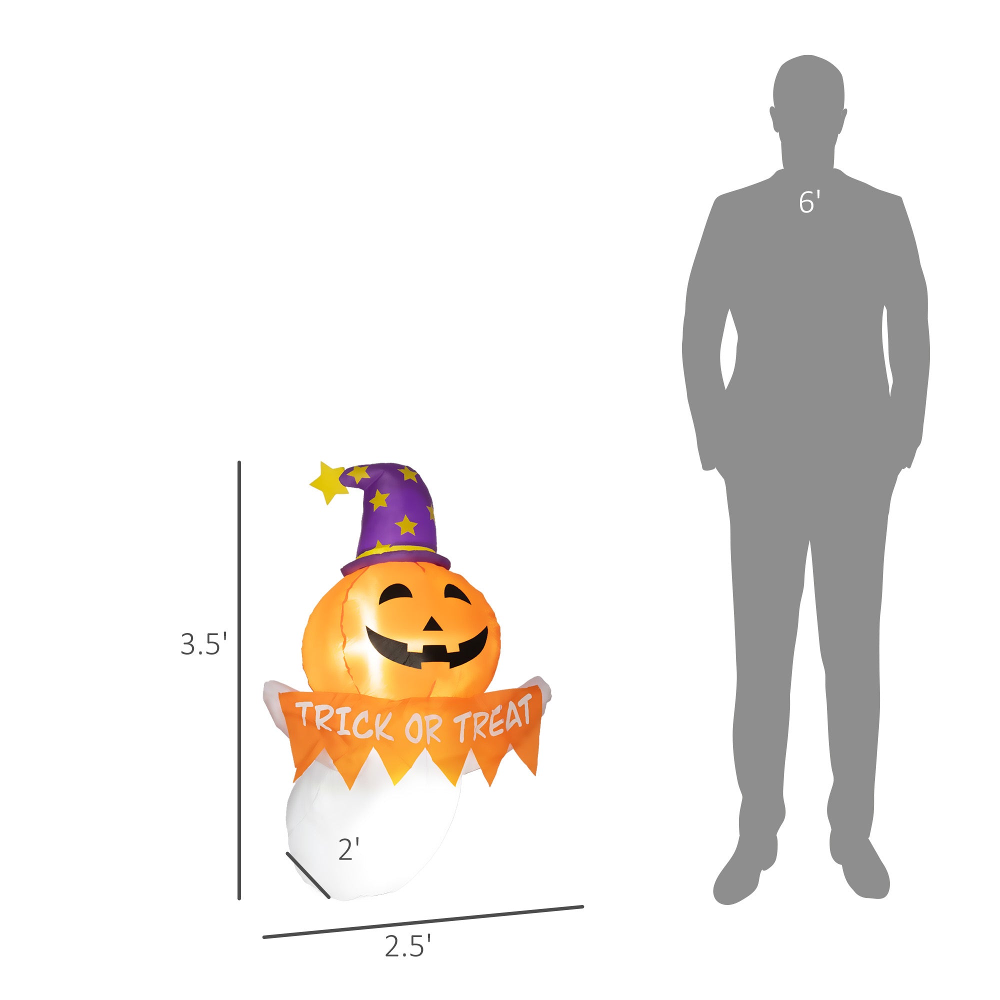 3.4ft Halloween Inflatables Window Sticker Ghost with Orange Face