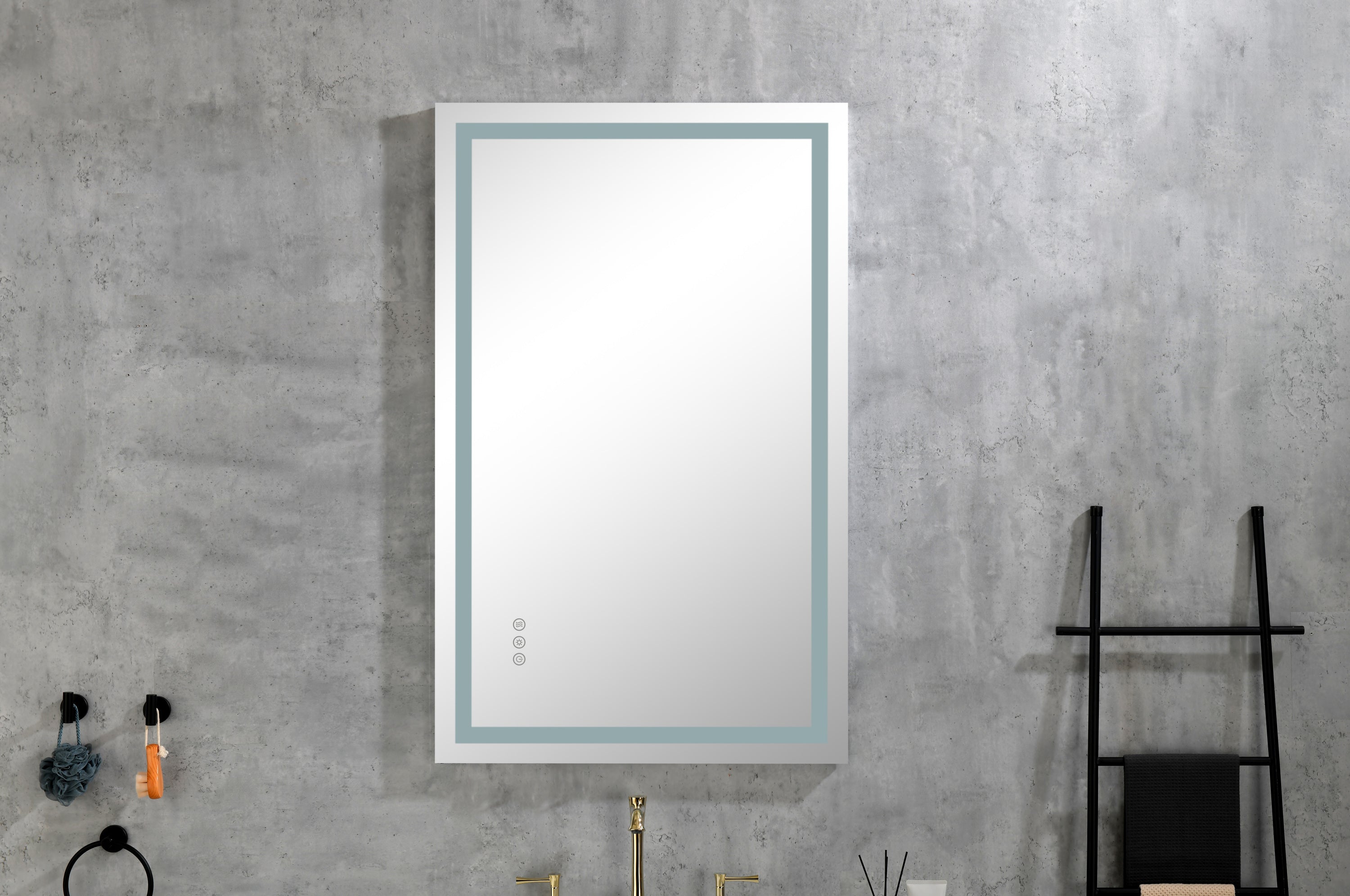 LED Bathroom Mirror,  Framed Gradient Front and Backlit LED Mirror for Bathroom