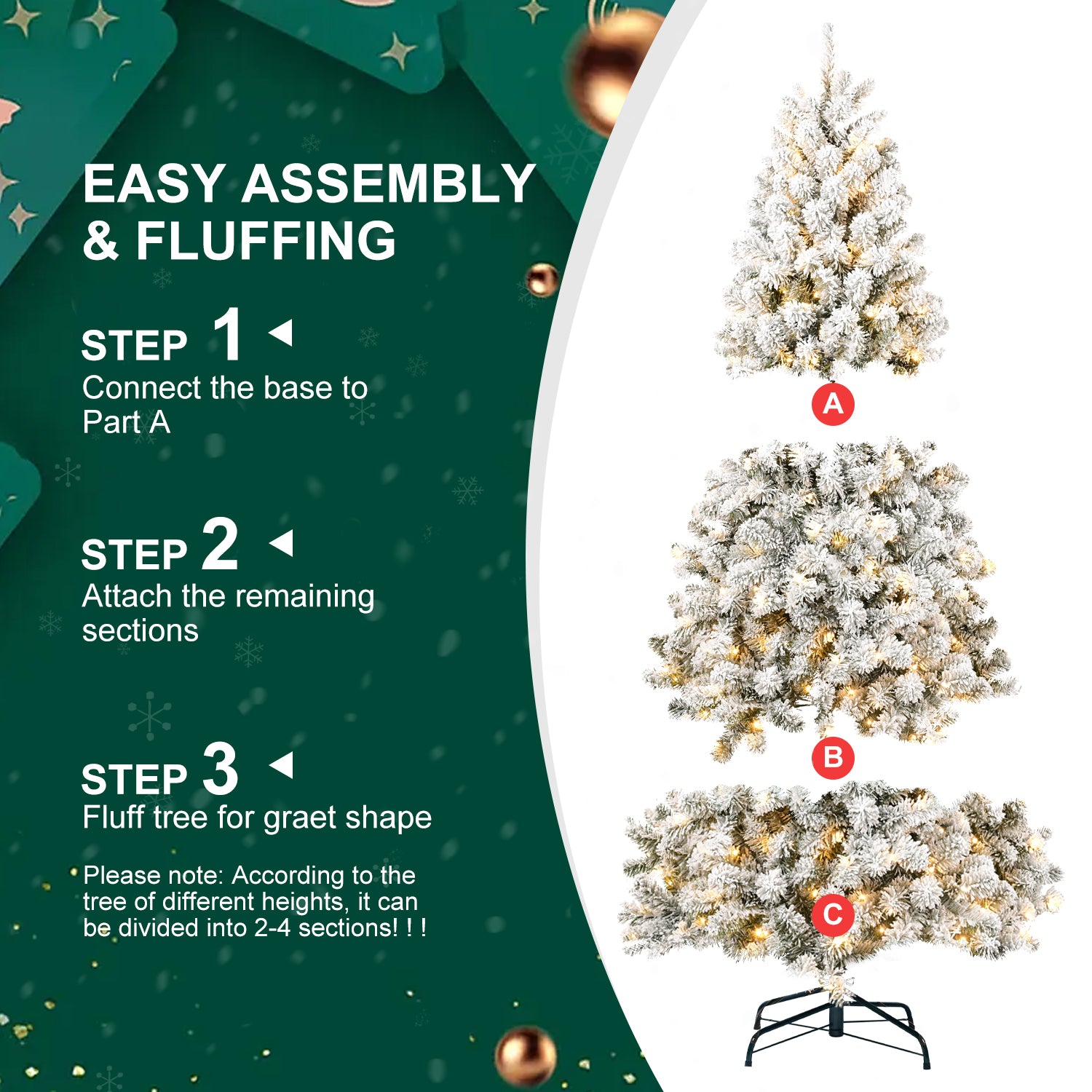 6FT PVC Memory Wire Christmas tree (With Light)