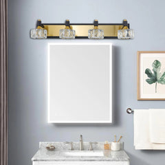 LED 4-Light Modern Crystal Bathroom Vanity Light Over Mirror