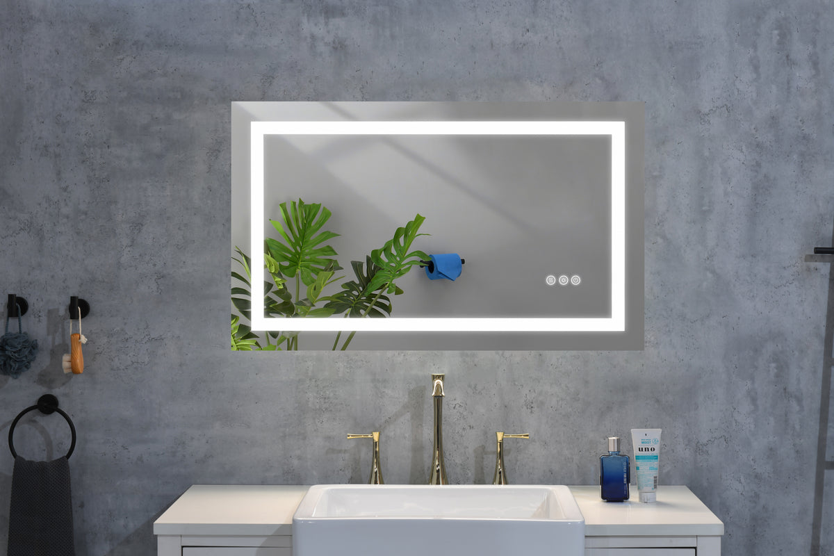 LED Bathroom Mirror,  Framed Gradient Front and Backlit LED Mirror for Bathroom