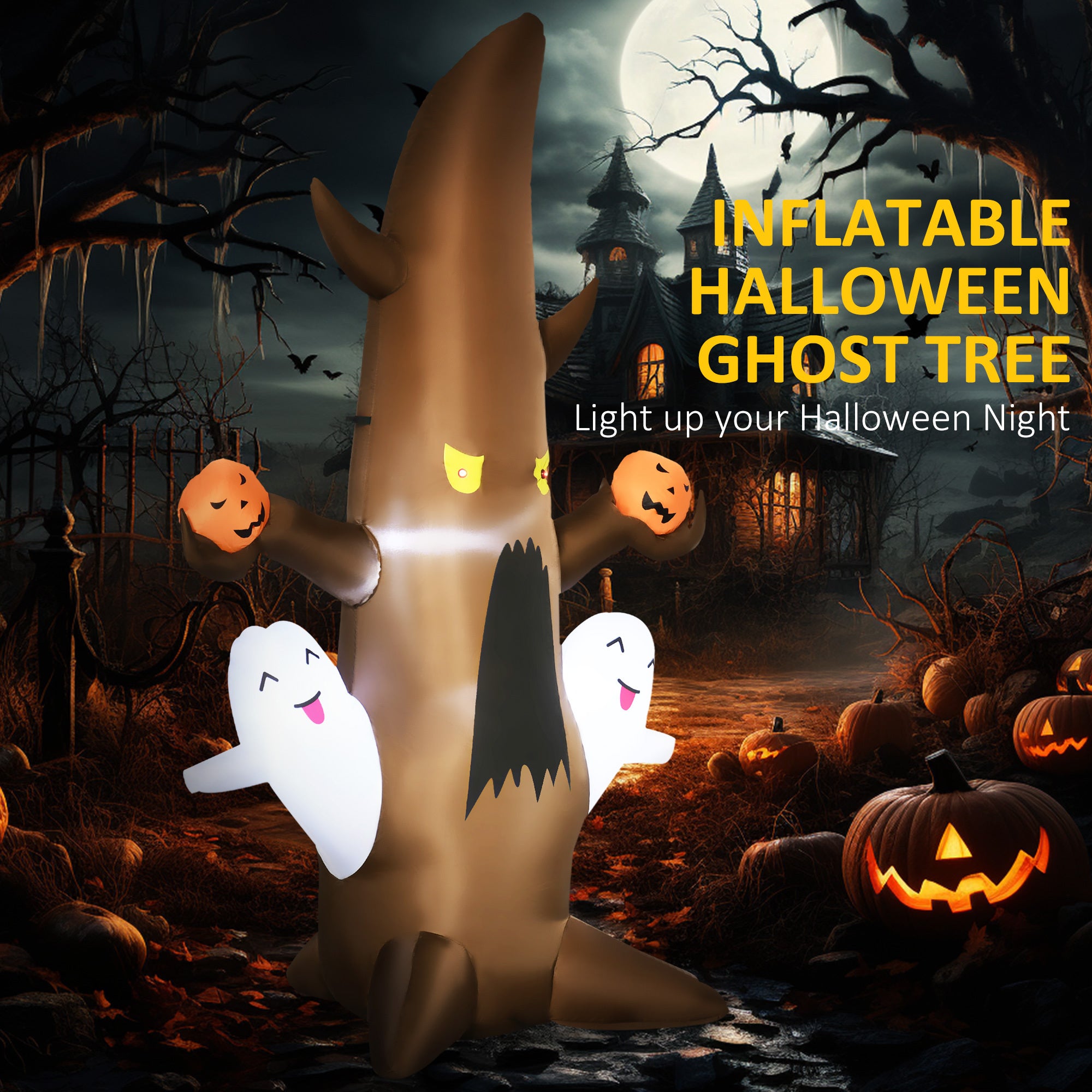 Halloween Inflatables Outdoor Decorations Ghost Tree with Pumpkins