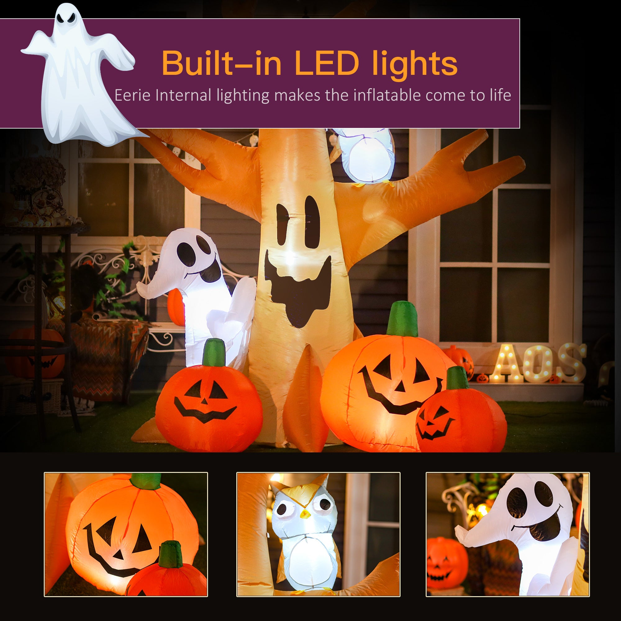 Tall Lighted Halloween Inflatables Outdoor Decorations Haunted Tree