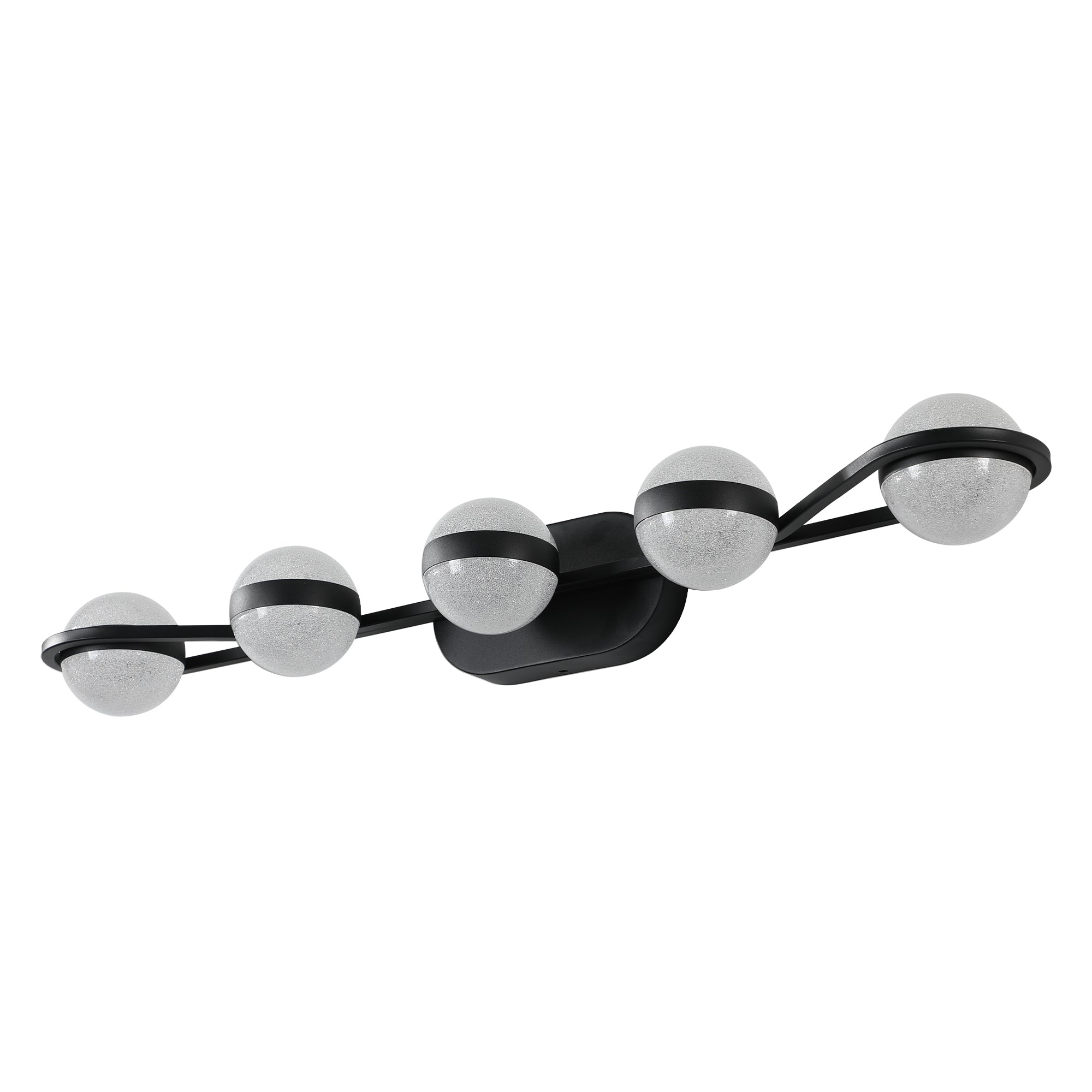 Modern Minimalist Bathroom Vanity Light, LED 5 Bulb Frosted Glass Shades(Black)