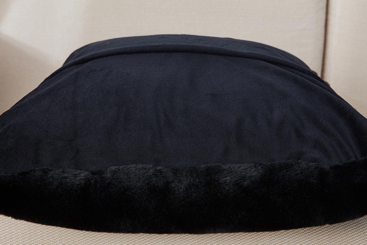 Agnes Luxury Chinchilla Faux Fur Pillow (18 In. x 18 In. black)