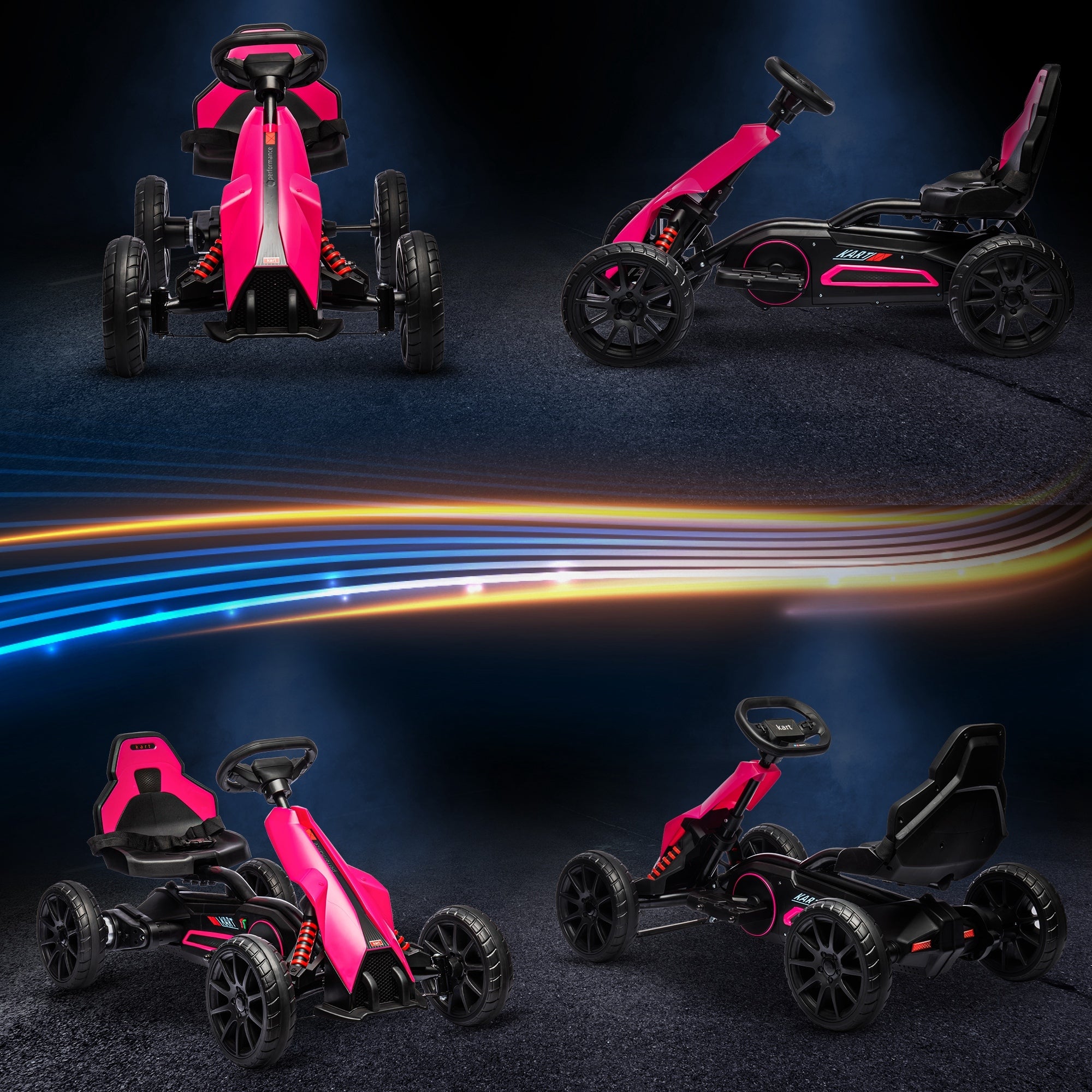 Aosom 12V Electric Go Kart for Kids(pink)